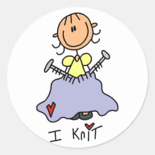 Ich stricke Stick Figure T-Shirts und Geschenke Runder Aufkleber