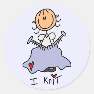 Ich stricke Stick Figure T-Shirts und Geschenke Runder Aufkleber