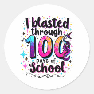 Ich stürzte durch 100 Tage Schulunikorn Runder Aufkleber