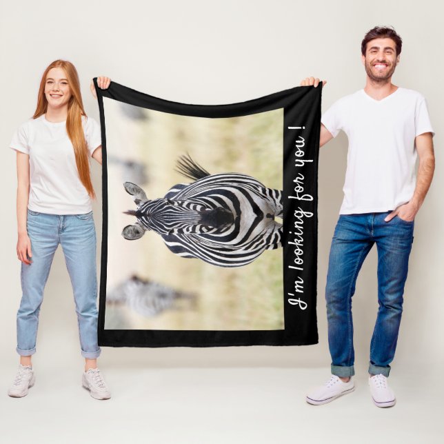 Ich suche Sie nach Zebra-Foto mit Text Fleecedecke (Beispiel)