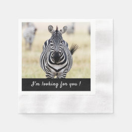 Ich suche Sie nach Zebra-Foto mit Text Serviette