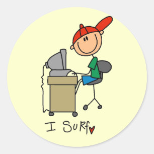 Ich surfe auf Web-T-Shirts und Geschenken Runder Aufkleber