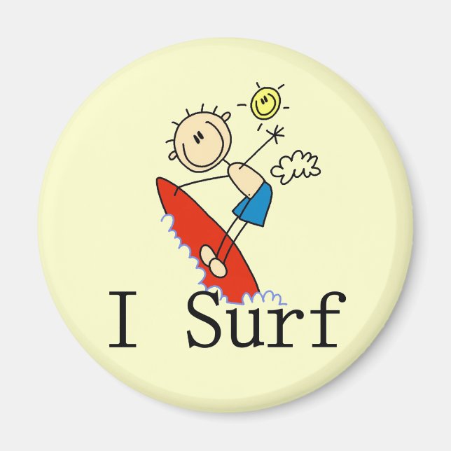 Ich surfe T - Shirt und Geschenke Magnet (Vorne)