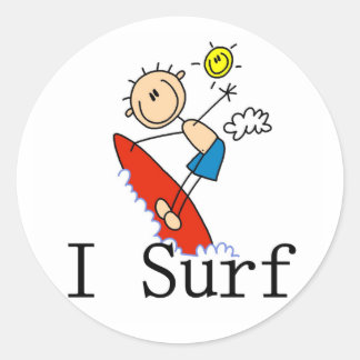 Ich surfe T - Shirt und Geschenke Runder Aufkleber