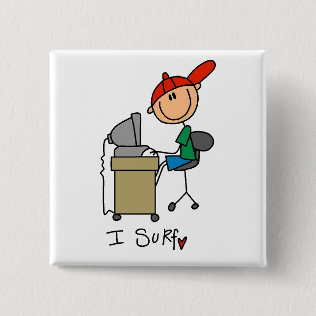 Ich surfe T-Shirts und Geschenke Button (Vorderseite)