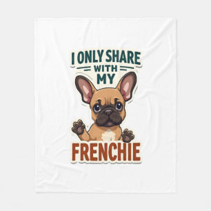 Ich teile nur mit meinem Frenchie Vintage Französi Fleecedecke