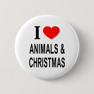 Ich ❤️ TIERE & WEIHNACHTEN Ich liebe Tiere & Weihn Button