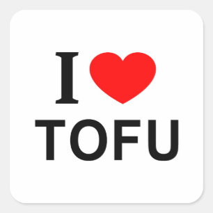 ICH ❤️ TOFU I LIEBE TOFU I HERZ TOFU QUADRATISCHER AUFKLEBER