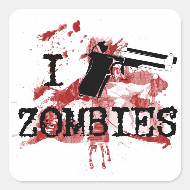 Ich töte Zombies Quadratischer Aufkleber (Vorderseite)