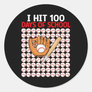Ich traf 100 Tage Baseball Bat Boys Kleinkind Runder Aufkleber
