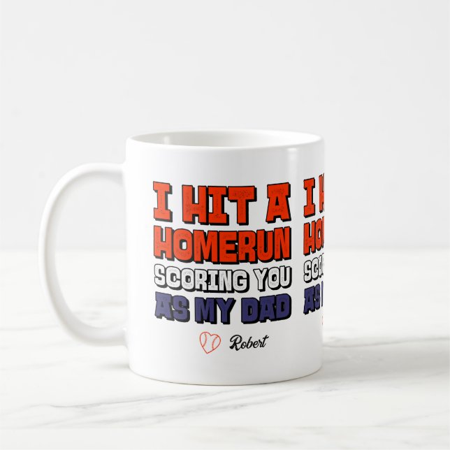 Ich traf einen Personalisierten Geburtstag Basebal Kaffeetasse (Links)