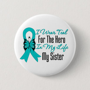 Ich trage aquamarin für den Held in meinem Leben Button