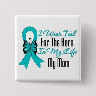 Ich trage aquamarin für den Held in meinem Leben Button