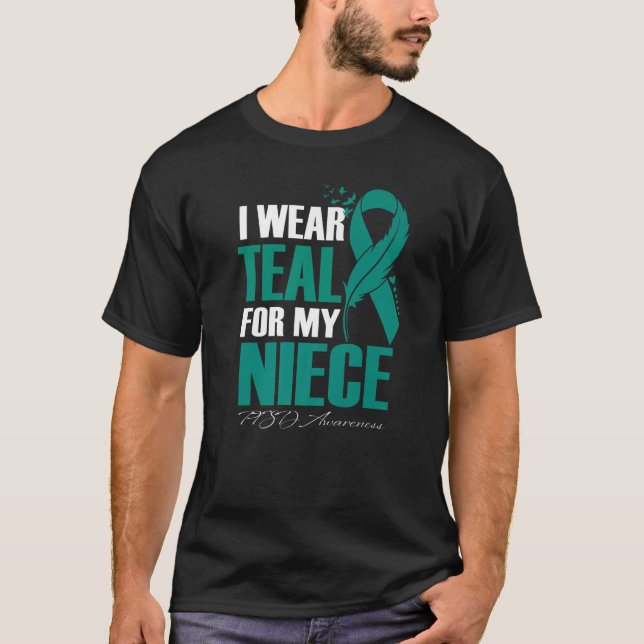 Ich trage Aquamarin für mein Niece PTSD Awareness  T-Shirt (Vorderseite)