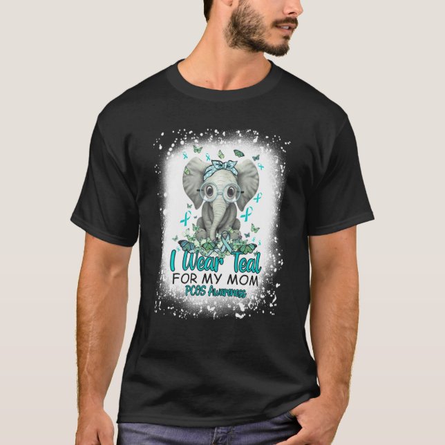 Ich trage Aquamarin für meine Mama Elephant Pcos B T-Shirt (Vorderseite)