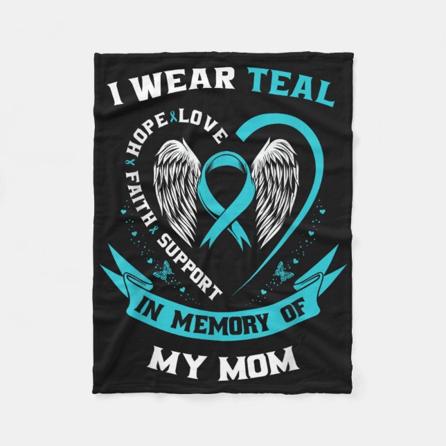 Ich trage Aquamarin für meine Mama Ovarialkarzinom Fleecedecke (Vorderseite)