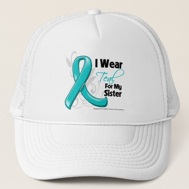 Ich trage Aquamarin für meine Schwester - Eierstoc Truckerkappe (Vorderseite)