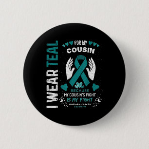 Ich trage Aquamarin für meinen Cousin Ovarialkarzi Button