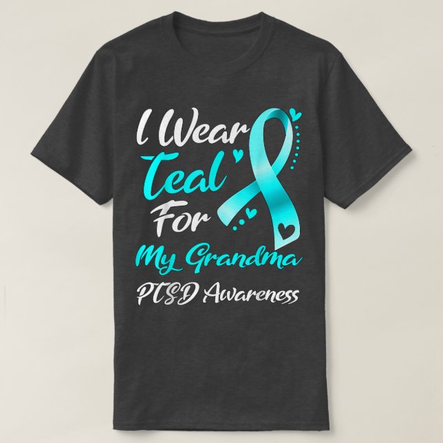 Ich trage Aquamarin für meinen Oma PTSD Awareness  T-Shirt (Design vorne)