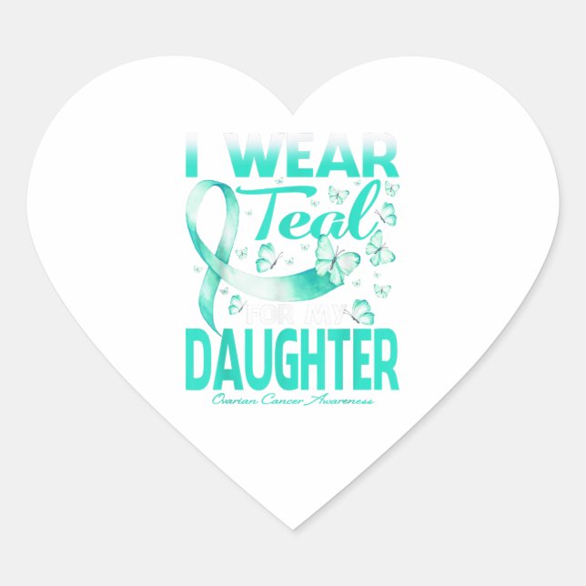 Ich trage Aquamarin für meinen toten Ovarialkarzin Herz-Aufkleber (Vorderseite)