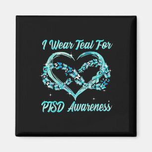 Ich trage Aquamarin für Ptsd Awareness Heart Butte Magnet