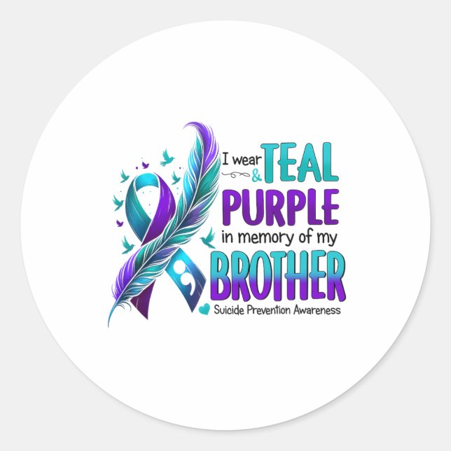 Ich trage Aquamarin Lila in Erinnerung an meinen B Runder Aufkleber (Vorderseite)