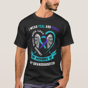 Ich trage Aquamarin und Lila für den Selbstmord de T-Shirt