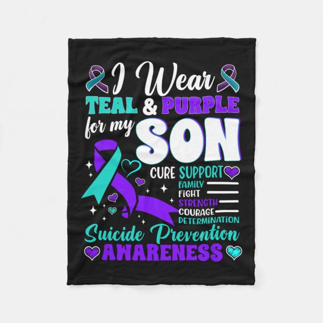 Ich trage Aquamarin und Lila für meinen Sohn Suizi Fleecedecke (Vorderseite)