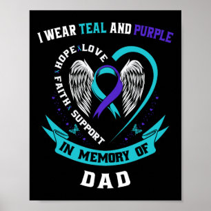 Ich trage Aquamarin und Lila für meinen Vater Selb Poster