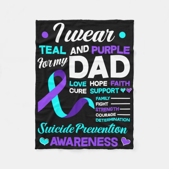 Ich trage Aquamarin und Lila für meinen Vater Suiz Fleecedecke (Vorderseite)