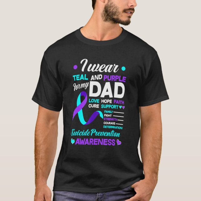 Ich trage Aquamarin und Lila für meinen Vater Suiz T-Shirt (Vorderseite)