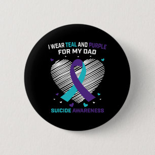 Ich trage Aquamarin und Lila für Vater Selbstmord  Button