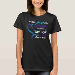 Ich trage Aquamarin und Lila in Erinnerung an mein T-Shirt