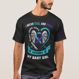 Ich trage Aquamarin und Lila T-Shirt