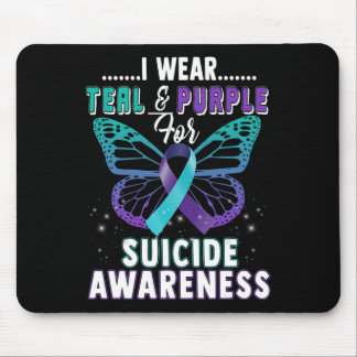 Ich trage Aquamarine und Lila Unterstützung Selbst Mousepad