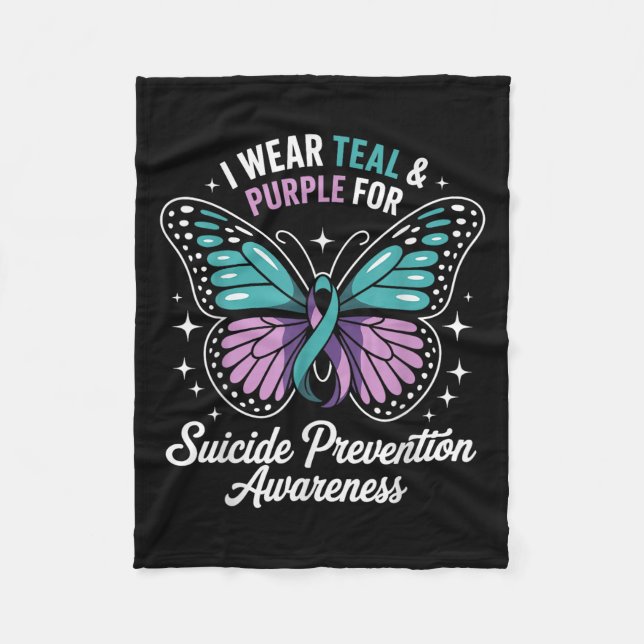 Ich trage Aquamarinen &amp; Lila für die Suizidprä Fleecedecke (Vorderseite)