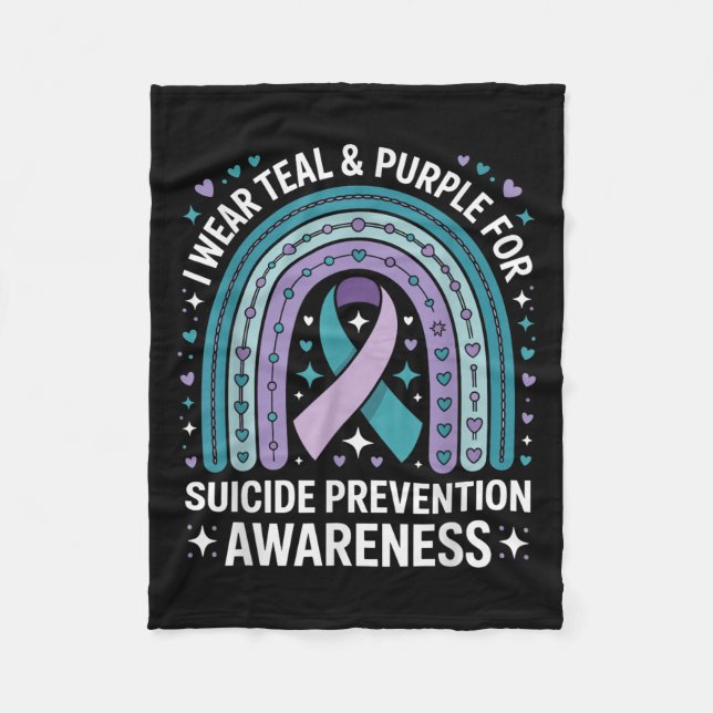 Ich trage Aquamarinen &amp; Lila für die Suizidprä Fleecedecke (Vorderseite)