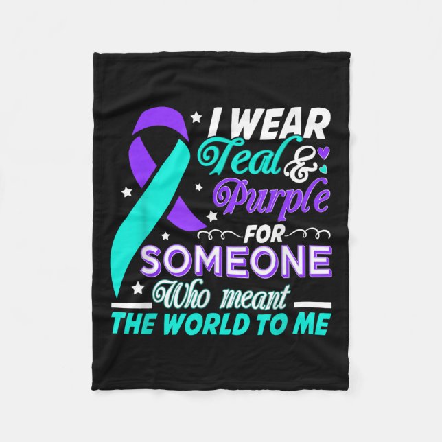 Ich trage Aquamarinen &amp; Lila für jemanden, den Fleecedecke (Vorderseite)