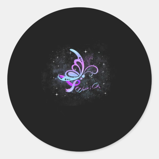 Ich trage Aquamarinen &amp; Lila für jemanden, den Runder Aufkleber (Vorderseite)