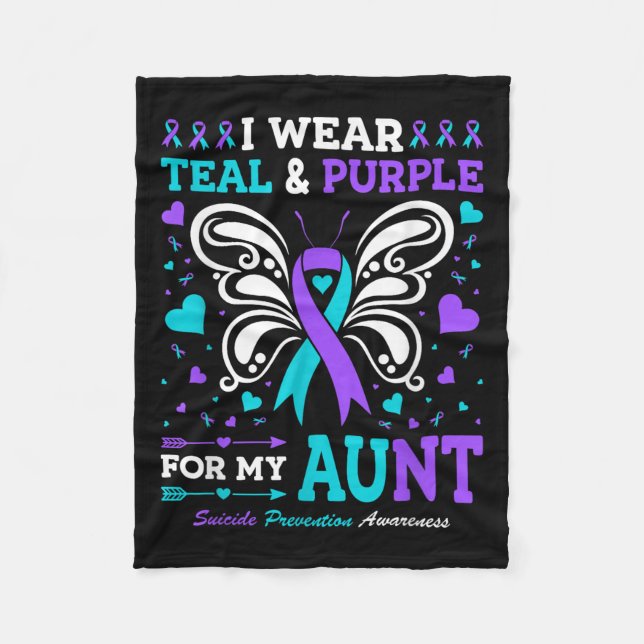 Ich trage Aquamarinen &amp; Lila für meine Tante Fleecedecke (Vorderseite)