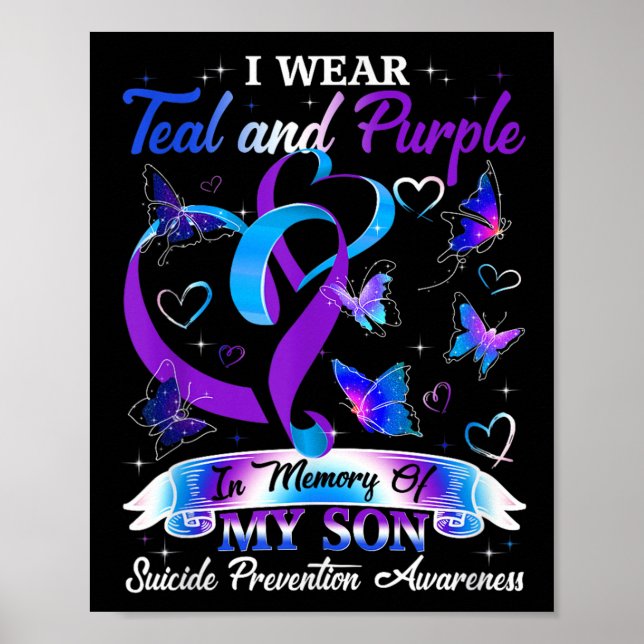 Ich trage Aquamarinen &amp; Lila für meinen Sohn S Poster (Vorne)