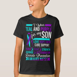 Ich trage Aquamarinen & Lila für meinen Sohn S T-Shirt