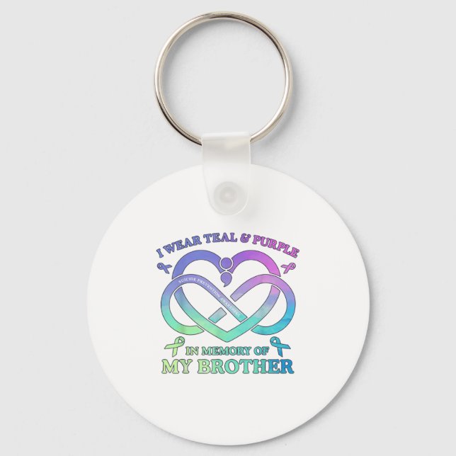 Ich trage Aquamarinen &amp; Lila Gedächtnis meines Schlüsselanhänger (Vorderseite)