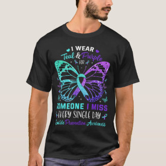 Ich trage Aquamarinen & Lila Schmetterlingssui T-Shirt