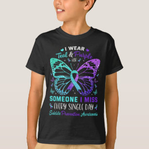 Ich trage Aquamarinen & Lila Schmetterlingssui T-Shirt