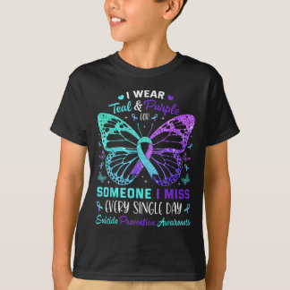 Ich trage Aquamarinen & Lila Schmetterlingssui T-Shirt