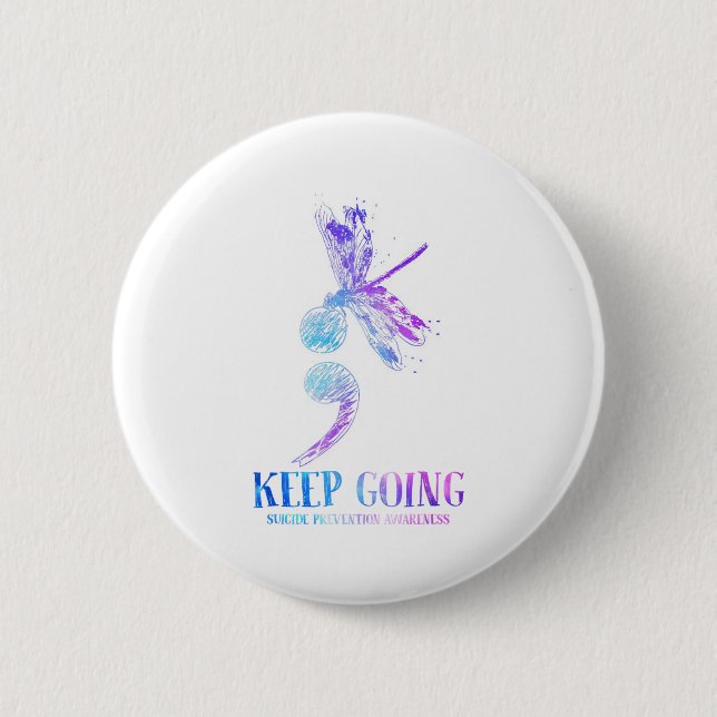 Ich trage Aquamarinen & amp; Lila Suizidprävention Button (Vorderseite)