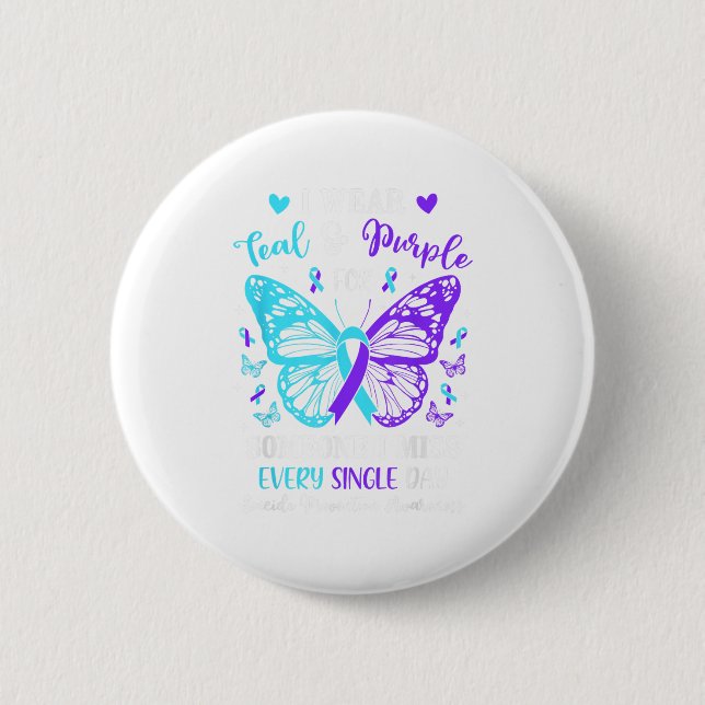 Ich trage Aquamarinen & amp; Lila Suizidprävention Button (Vorderseite)