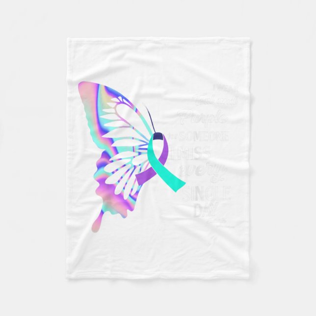 Ich trage Aquamarinen & amp; Lila Suizidprävention Fleecedecke (Vorderseite)