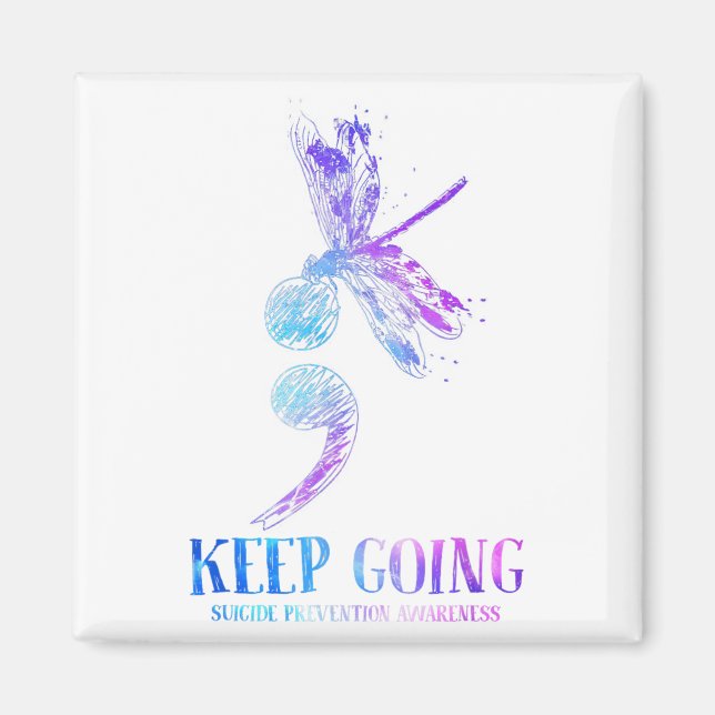 Ich trage Aquamarinen & amp; Lila Suizidprävention Magnet (Vorne)